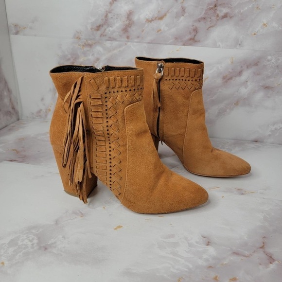 REBECCA Minkoff Ilan fringe Suede heel Booties - Picture 2 of 13